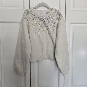 Sequin Embellished Baloon Sleeve Sweater
